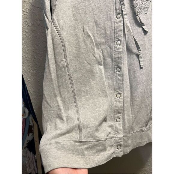 Tommy Hilfiger Grey Snap Button Up Woman’s Hoodie Size 1X -Flaw On Sleeve - Picture 6 of 16